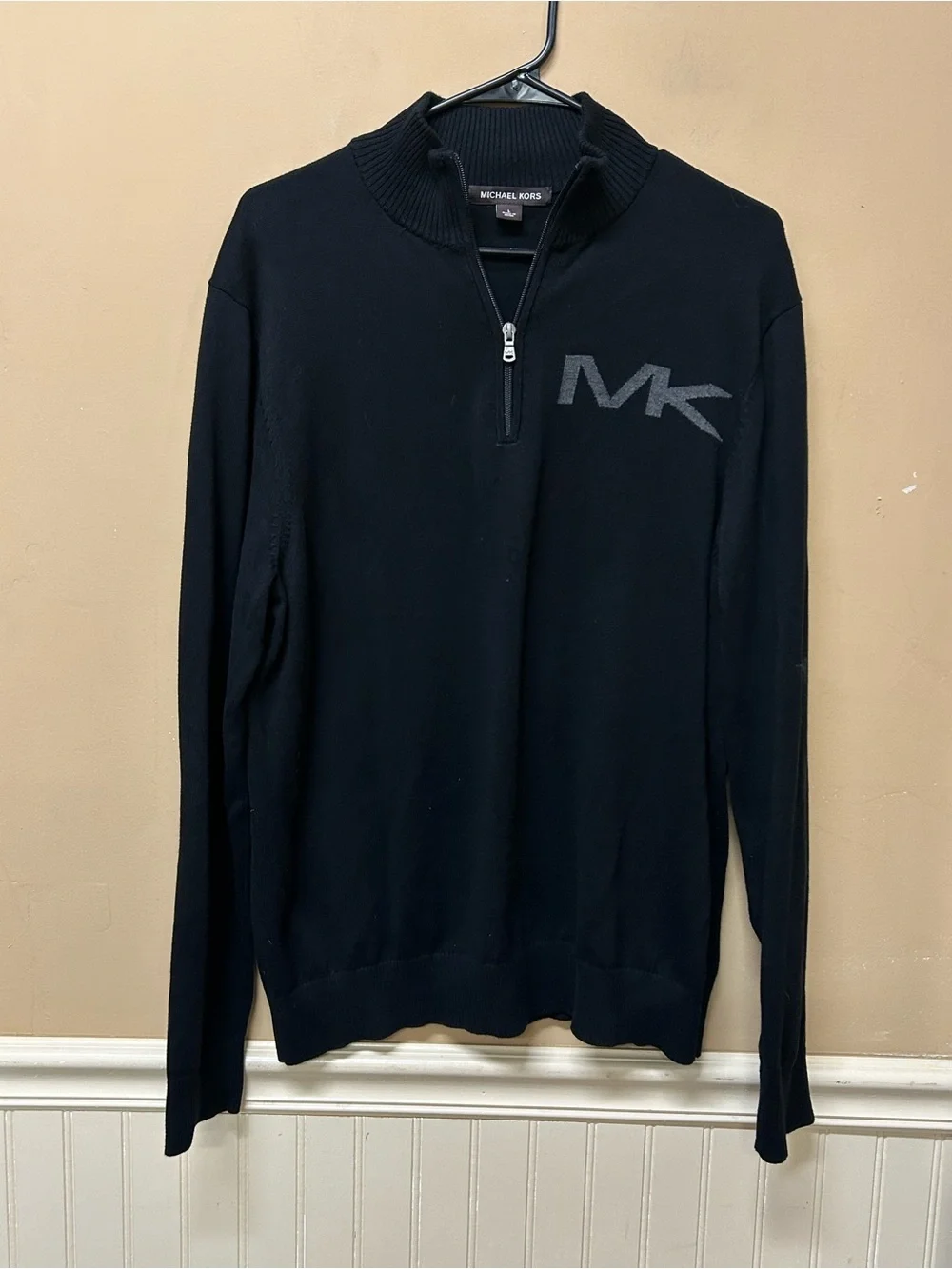 Michael Kors Black 1/4 Quarter Zip Long Sleeve Pullover Sweatshirt Men's Large